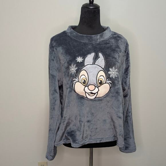 Disney 100 anniversary thumper gray sz large plush sweater sleepwear - Picture 1 of 7